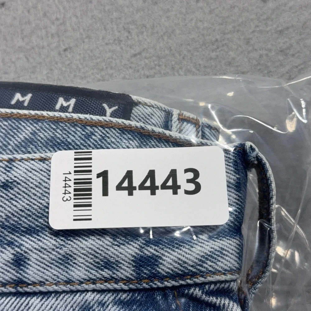 Vintage Tommy Jeans Denim Shorts Women 30 High Rise Raw Hem Acid Wash Light Blue - Picture 11 of 11